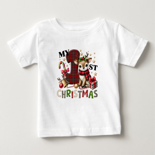 Camiseta De Bebé Nieve acuarela de Navidades elegantes (Anverso)