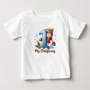 Camiseta De Bebé Nieve de acuarela de Navidad elegante
