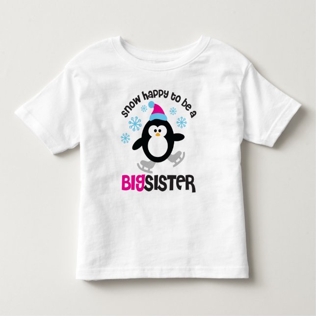 Camiseta De Bebé Nieve feliz de ser una hermana grande (Anverso)
