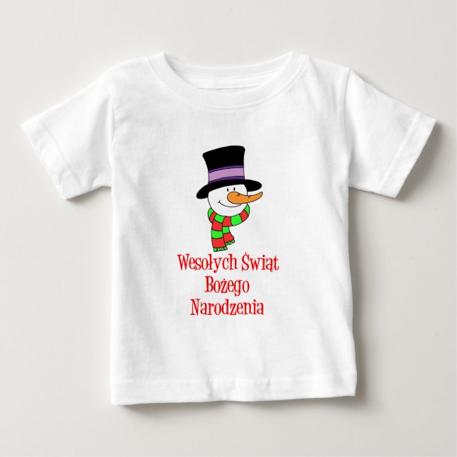 Camiseta De Bebé Nieve polaca navideña (Anverso)