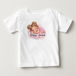 Camiseta De Bebé Niña bebé durmiendo en arte de nube rosa