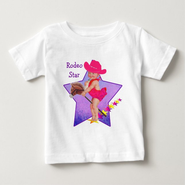 Camiseta De Bebé Niña Bebé Occidental En Caballo Palo (Anverso)