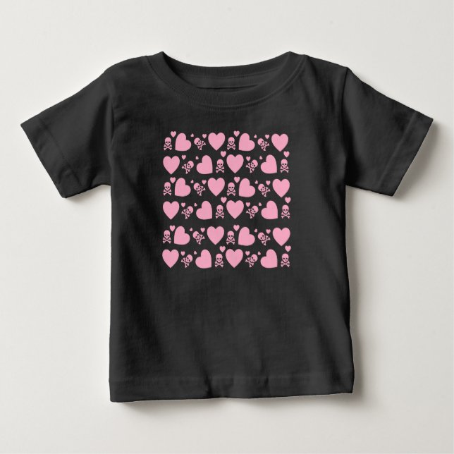 CAMISETA DE BEBÉ NIÑA BEBÉ PINK SKULLS SHIRE (Anverso)