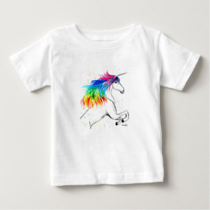 Camiseta De Bebé Niña bebé unicornio lindo arcoíris acuarela