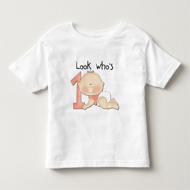 Camiseta De Bebé Niña Blanca Primera Camisas de Cumpleaños y Regalo (Anverso)