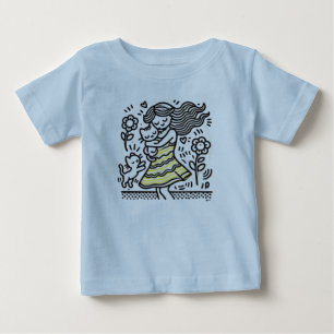 Camiseta De Bebé "Niña caprichosa con gatito"