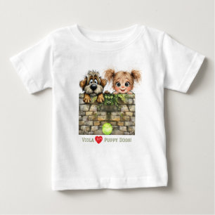 Camiseta De Bebé Niña Curiosa y Cachorro Curioso