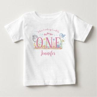 Camiseta De Bebé Niña de acuarela bajo el mar Cumpleaños de bebé po