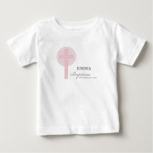 Camiseta De Bebé Niña de encaje rosa Bautizo Personalizado