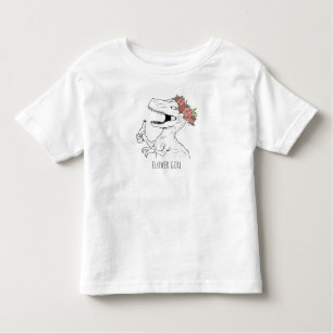 Camiseta De Bebé Niña de flores de dinosaurio