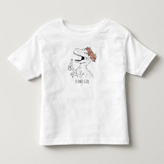 Camiseta De Bebé Niña de flores de dinosaurio (Anverso)