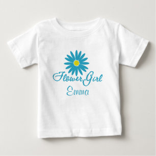 Camiseta De Bebé Niña de flores/ margarita azul