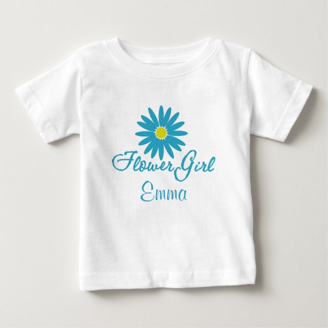 Camiseta De Bebé Niña de flores/ margarita azul (Anverso)