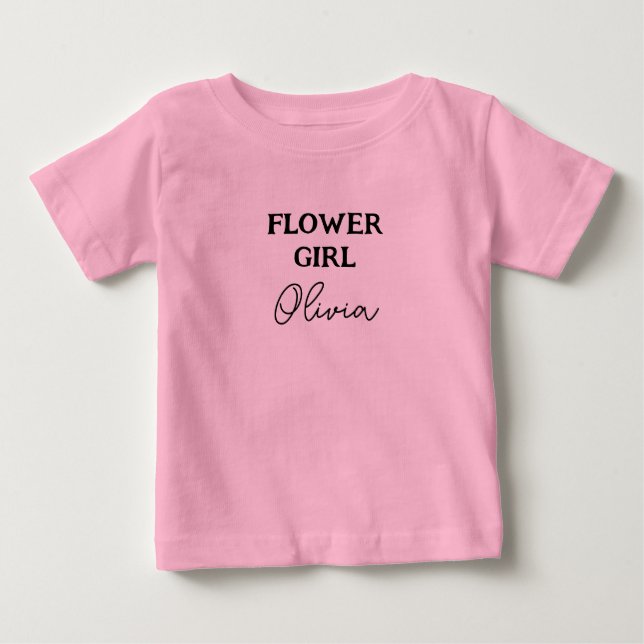 Camiseta De Bebé Niña de flores rosa personalizado (Anverso)