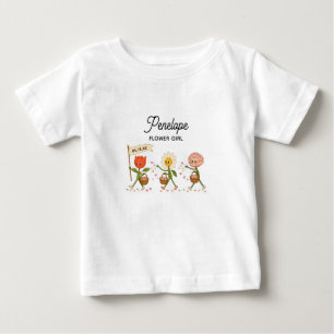 Camiseta De Bebé Niña de las Flores Moderna y Elegante para Boda Pe