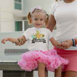 Camiseta De Bebé Niña de las Flores Retró Menta Pizarra Boda