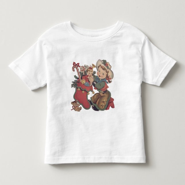 Camiseta De Bebé Niña de vaca occidental vieja y Navidades descansa (Anverso)