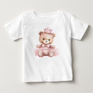 Camiseta De Bebé Niña del Oso de Acuarela Cumpleaños 1