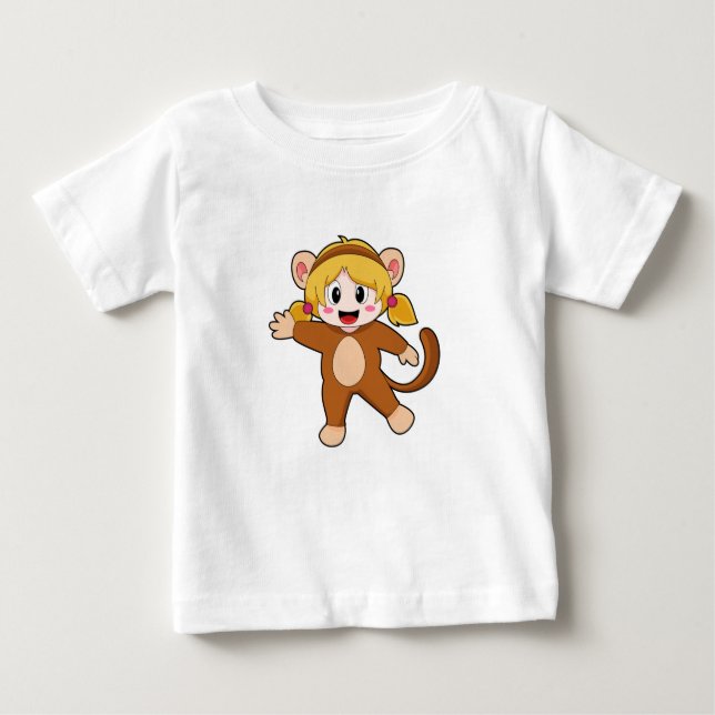 Camiseta De Bebé Niña disfrazada de mono (Anverso)