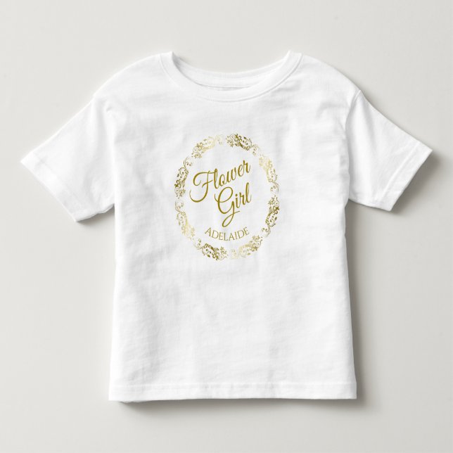 Camiseta De Bebé Niña flor Lacy Gold Boda filigrana (Anverso)