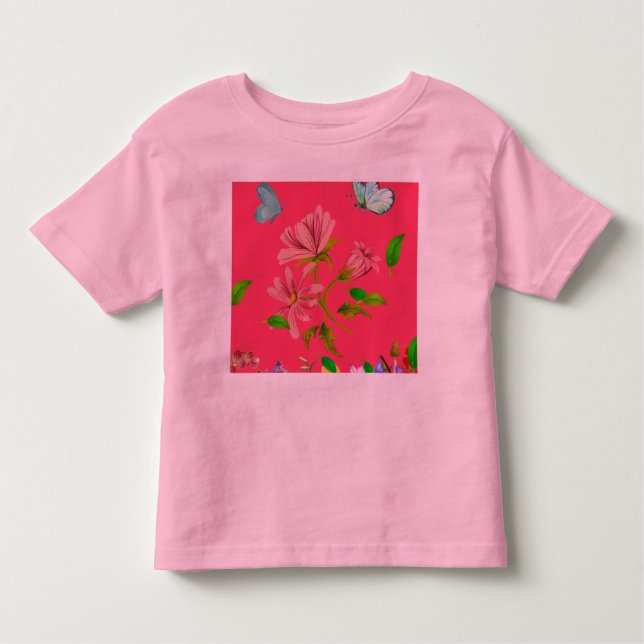 Camiseta De Bebé Niña Floral y Arte de Mariposa (Anverso)