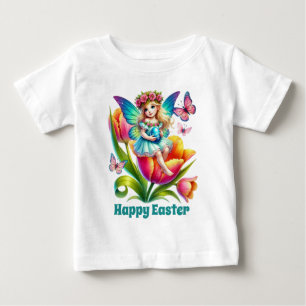 Camiseta De Bebé Niña hada bebé linda Feliz Pascua