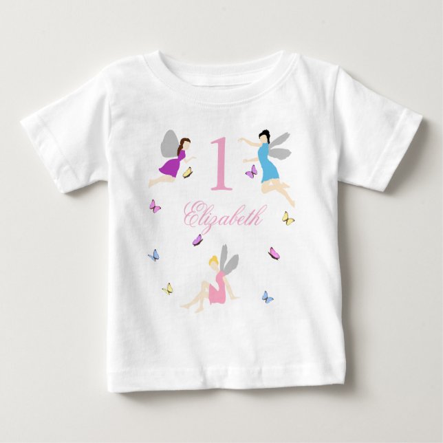 Camiseta De Bebé Niña Hada Cumple Un Año (Anverso)