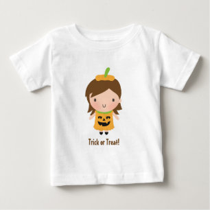 Camiseta De Bebé Niña Linda con Traje de Calabaza de Halloween para