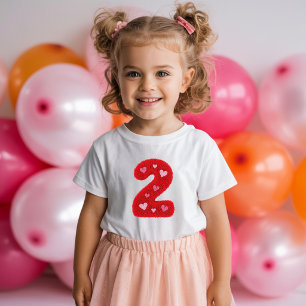 Camiseta De Bebé Niña Linda Cumpleaños Número Dos Corazones   Rojo 