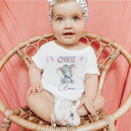 Camiseta De Bebé Niña Nacida Primer Nacimiento Elefante Cute Uno