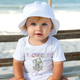 Camiseta De Bebé Niña Nacida Primer Nacimiento Elefante Cute Uno