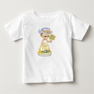 Camiseta De Bebé Niña Pequeña con Vestido Amarillo de Pascua Sosten