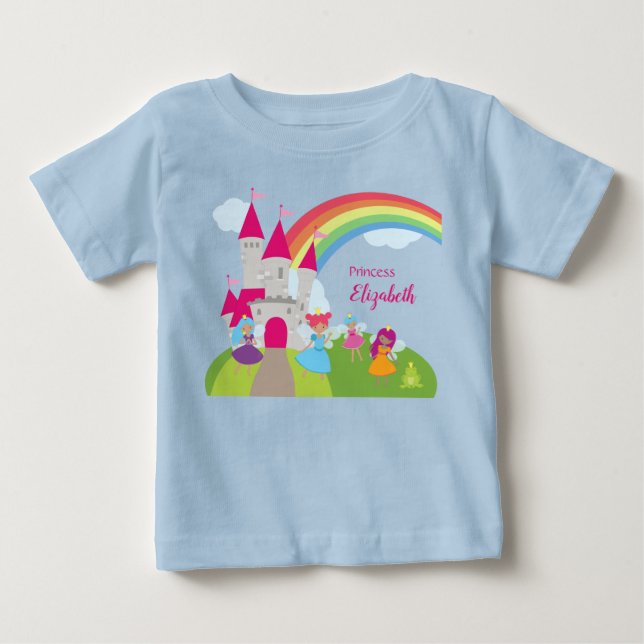 Camiseta De Bebé Niña pequeña Princesa de hadas con arcoiris y cast (Anverso)