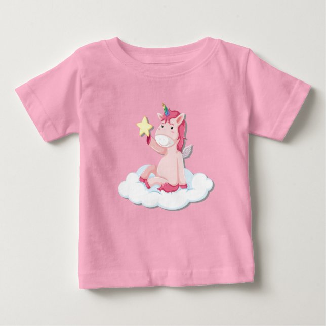 Camiseta De Bebé Niña pequeña Unicorn Rosa (Anverso)