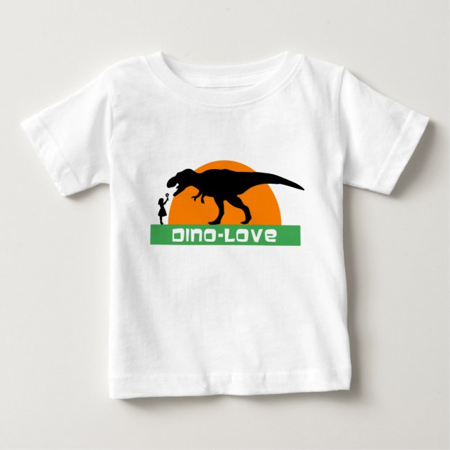 Camiseta De Bebé Niña pequeña y dinosaurio (Anverso)