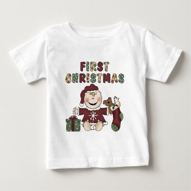 Camiseta De Bebé Niña primera 1ª Navidad Vacaciones (Anverso)