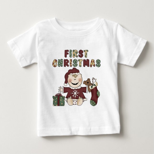 Camiseta De Bebé Niña Primera 1ra Navidad Vacaciones (Anverso)