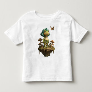 Camiseta De Bebé Niña Rana Adorable Entre Hongos con Mariposa