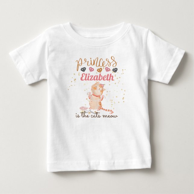 Camiseta De Bebé Niña Regalos 1 Cumpleaños Ducha Princesa Gatos (Anverso)
