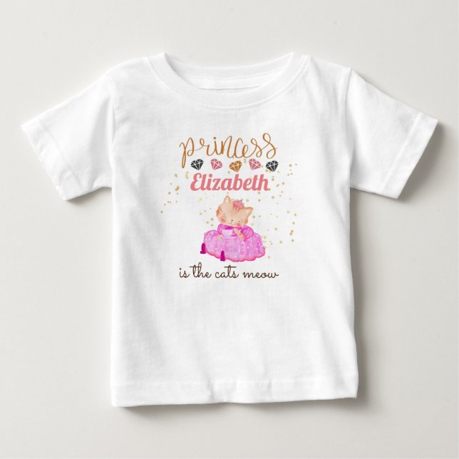 Camiseta De Bebé Niña Regalos 1 Cumpleaños Ducha Princesa Gatos (Anverso)