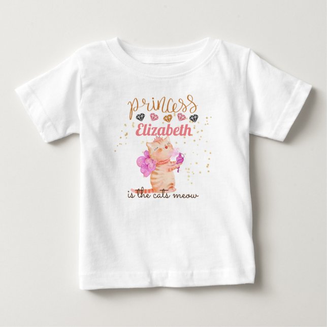 Camiseta De Bebé Niña Regalos 1 Cumpleaños Ducha Princesa Gatos (Anverso)