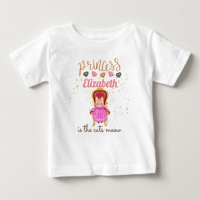 Camiseta De Bebé Niña Regalos 1 Cumpleaños Ducha Princesa Gatos (Anverso)