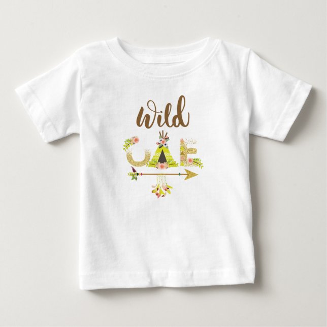 Camiseta De Bebé Niña Salvaje Uno Boho Primer Cumpleaños (Anverso)