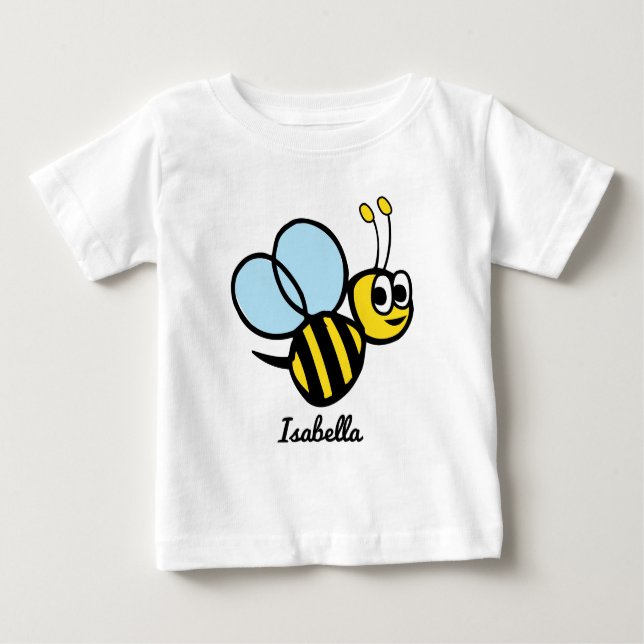 Camiseta De Bebé Niñas Abeja Amarilla Abejorro Lindo Personalizado (Anverso)
