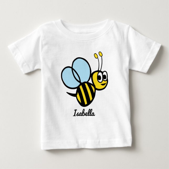 Camiseta De Bebé Niñas Abejorro Amarillo Lindo Abejas Personalizada (Anverso)