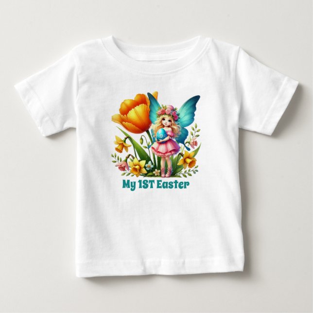 Camiseta De Bebé Niñas bebé lindas hada Primer Pascua Bebé  (Anverso)