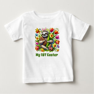 Camiseta De Bebé Niñas bebé lindas perezoso primera Pascua Bebé