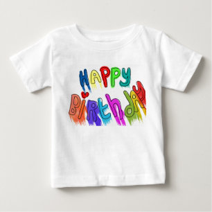 Camiseta De Bebé Niñas Feliz Cumpleaños con Pintura Goteando