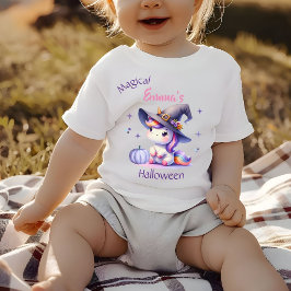 Camiseta De Bebé Niñas Unicornio Bonito Halloween con Nombre