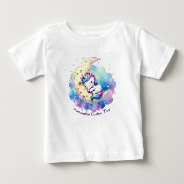 Camiseta De Bebé Niñez con unicornio en la luna (Anverso)